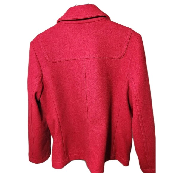 Gap Womens Medium Wool Blend Red Toggle Peacoat Festive Collared Pockets Lined - Picture 2 of 12